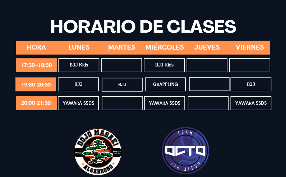Horario semanal Dojo Masaki